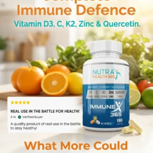 ImmuneX365 immune support supplement advertisement.